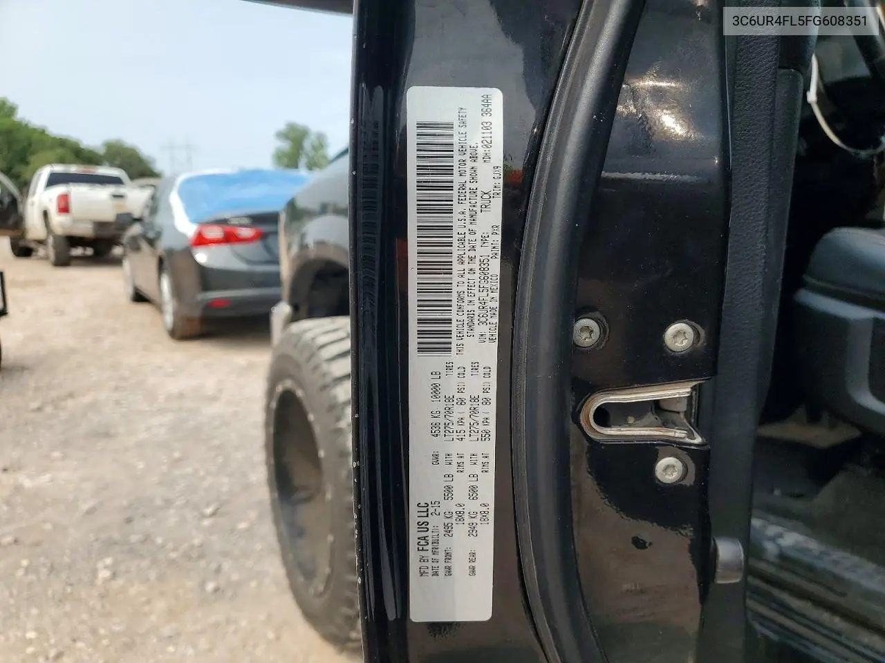 2015 Ram 2500 Laramie VIN: 3C6UR4FL5FG608351 Lot: 58761526