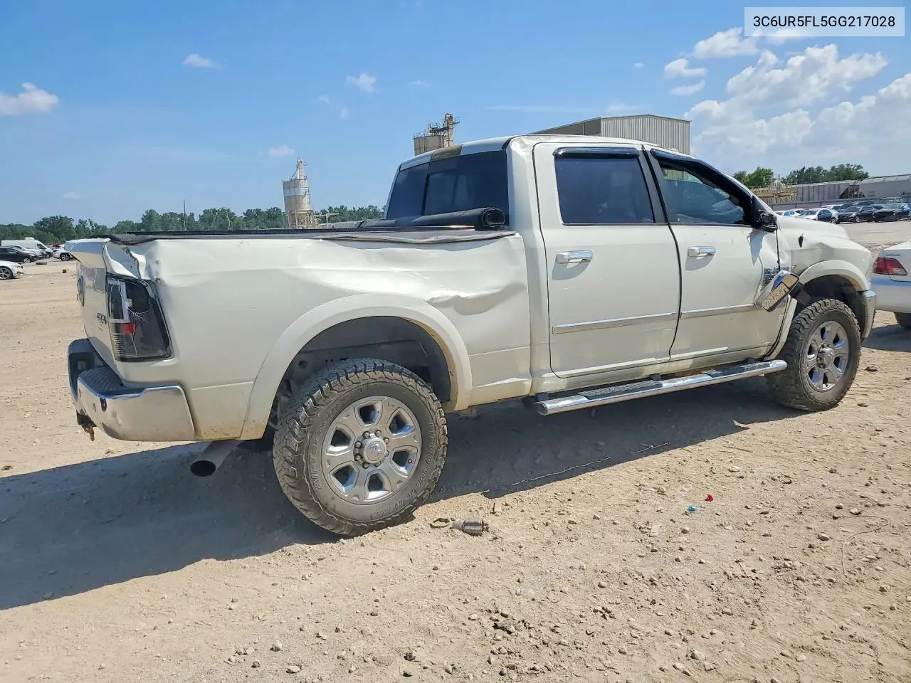 2016 Ram 2500 Laramie VIN: 3C6UR5FL5GG217028 Lot: 59237226