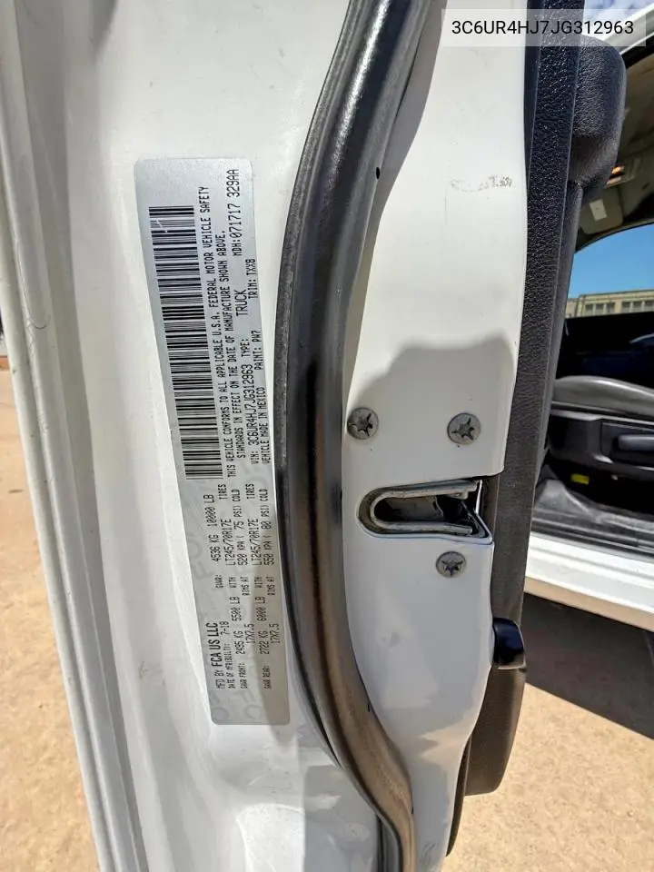 2018 Ram 2500 St VIN: 3C6UR4HJ7JG312963 Lot: 61318766