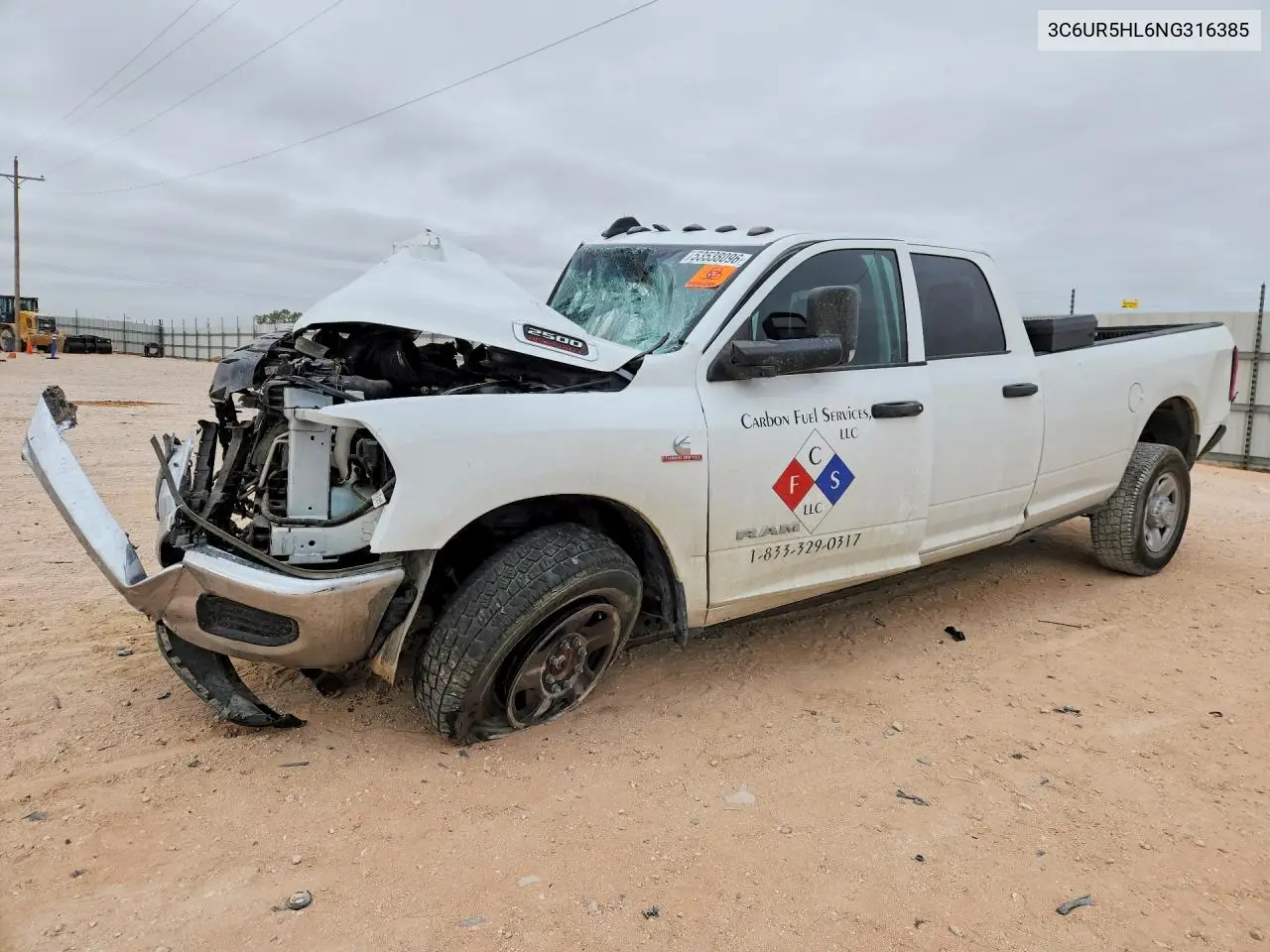 2022 Ram 2500 Tradesman VIN: 3C6UR5HL6NG316385 Lot: 53538096