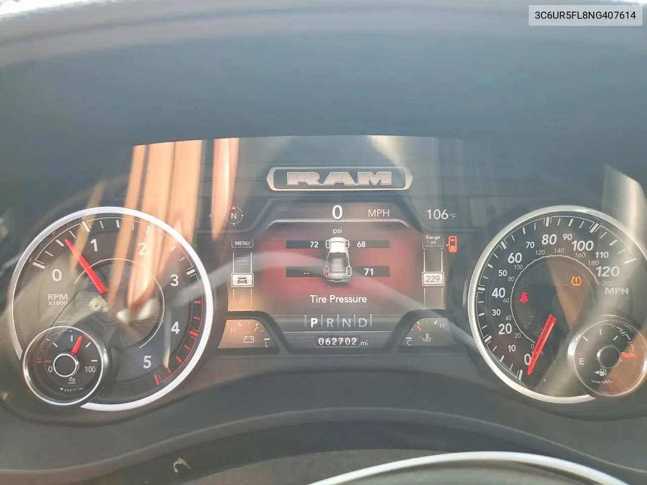 2022 Ram 2500 Laramie VIN: 3C6UR5FL8NG407614 Lot: 60071646