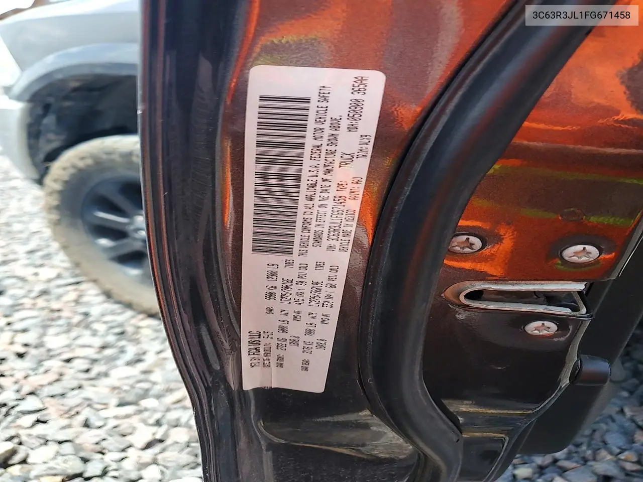 2015 Ram 3500 Laramie VIN: 3C63R3JL1FG671458 Lot: 55950436