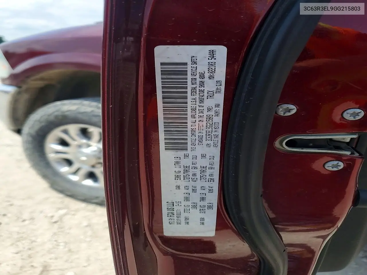 2016 Ram 3500 Laramie VIN: 3C63R3EL9GG215803 Lot: 54550306
