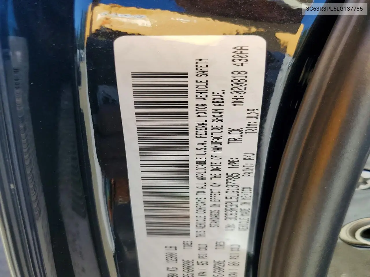 2020 Ram 3500 Limited VIN: 3C63R3PL5LG137785 Lot: 58288436