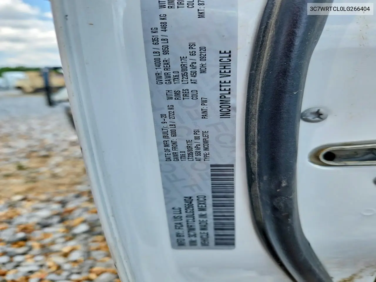 2020 Ram 3500 VIN: 3C7WRTCL0LG266404 Lot: 59872846