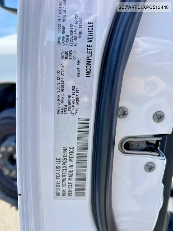 2023 Ram 3500 VIN: 3C7WRTCLXPG513448 Lot: 60119616