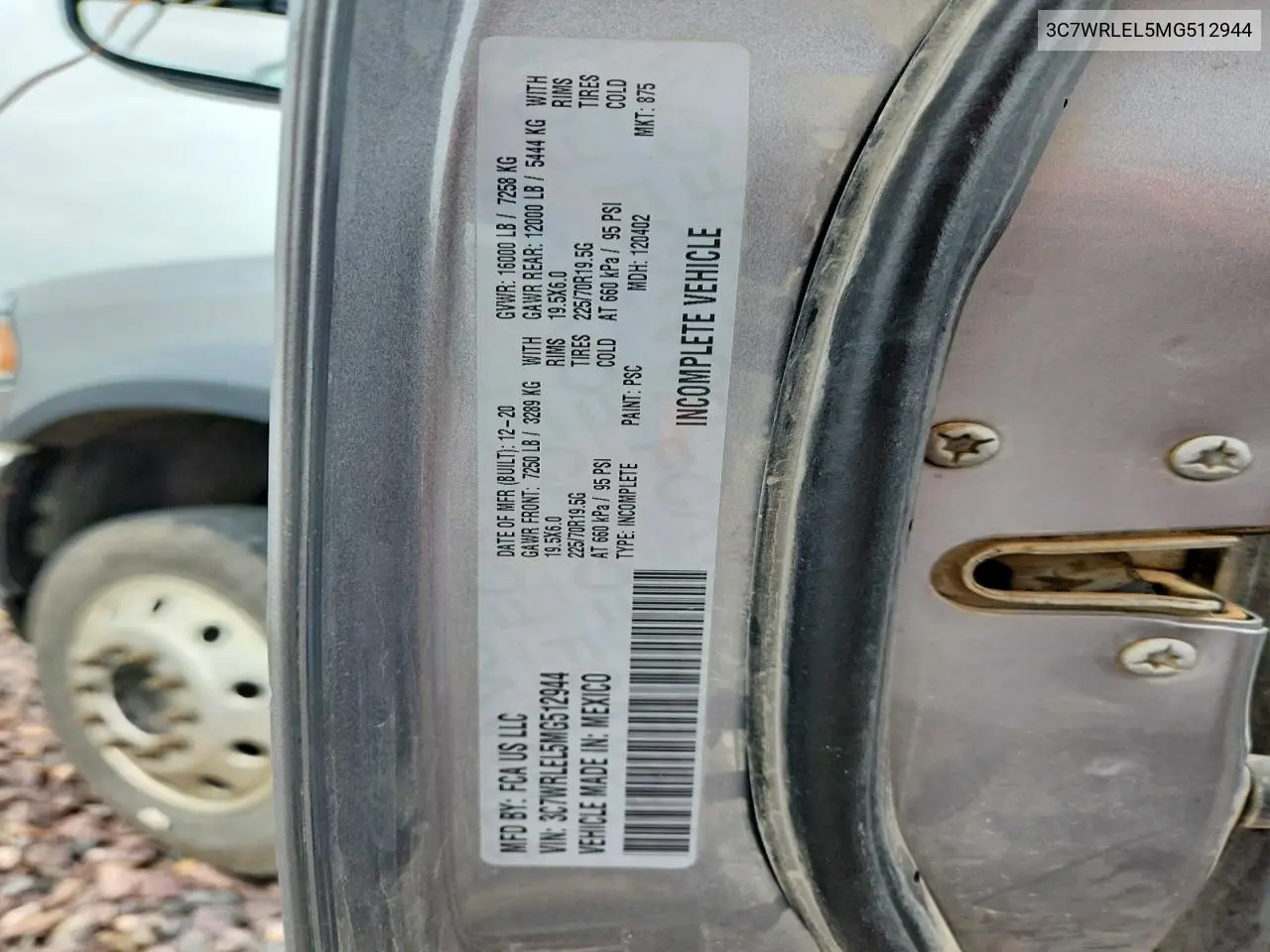 2021 Ram 4500 VIN: 3C7WRLEL5MG512944 Lot: 54010726