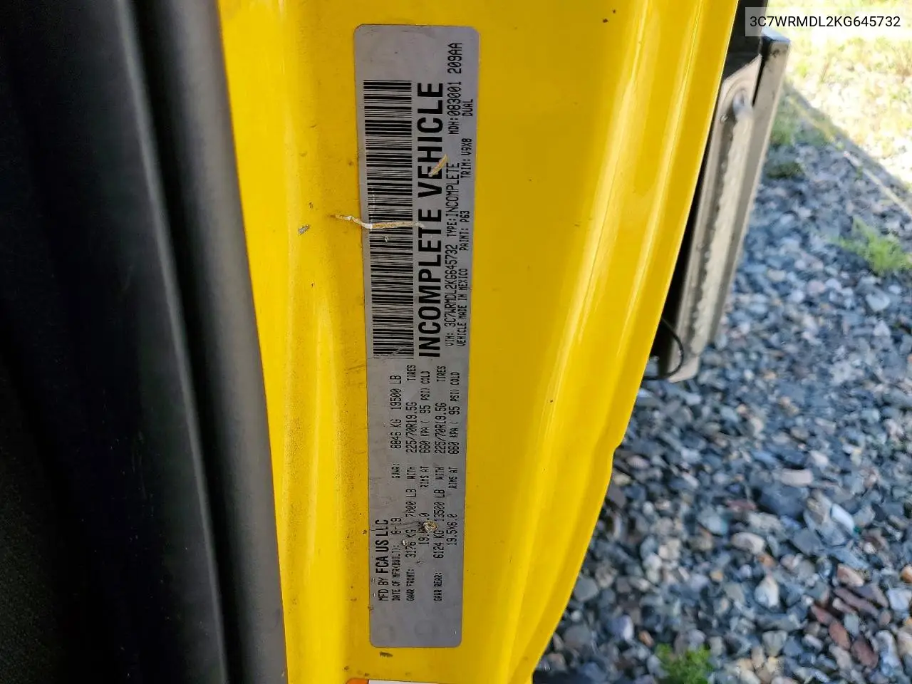 2019 Ram 5500 VIN: 3C7WRMDL2KG645732 Lot: 54381056