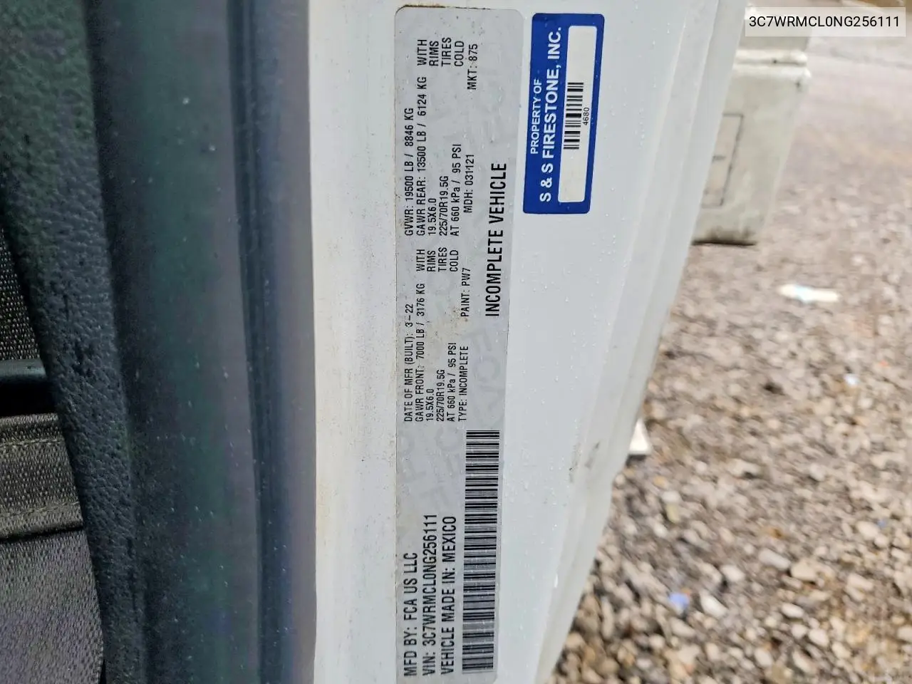 2022 Ram 5500 VIN: 3C7WRMCL0NG256111 Lot: 59671386