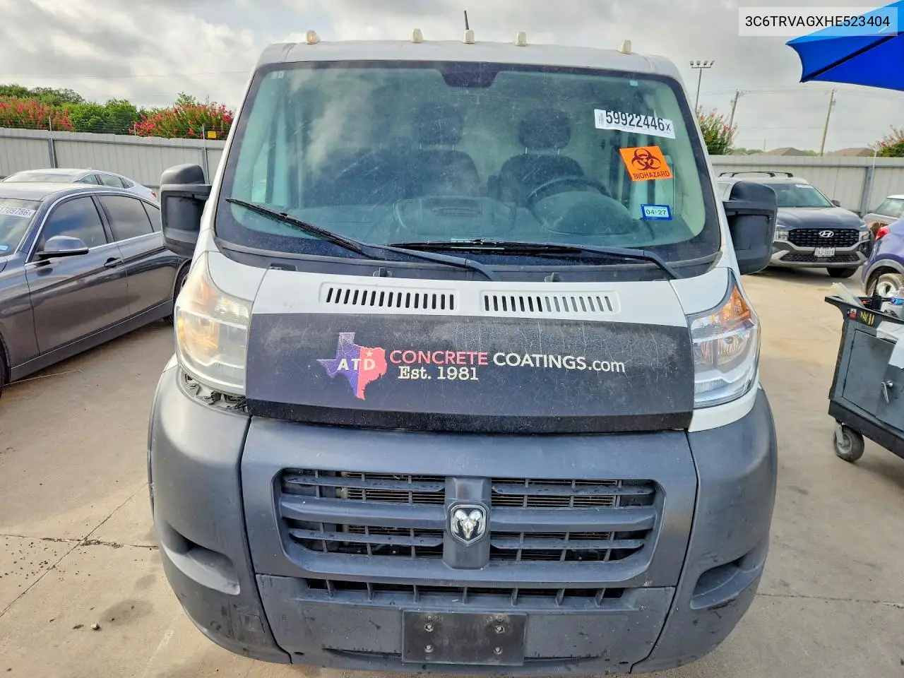 2017 Ram Promaster 1500 1500 Standard VIN: 3C6TRVAGXHE523404 Lot: 59922446
