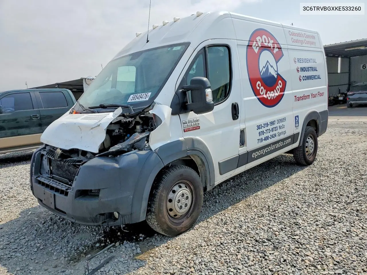 2019 Ram Promaster 1500 1500 High VIN: 3C6TRVBGXKE533260 Lot: 58549476