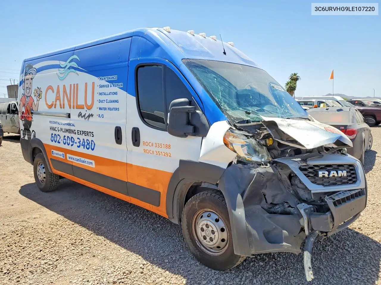 2020 Ram Promaster 3500 3500 High VIN: 3C6URVHG9LE107220 Lot: 55183726