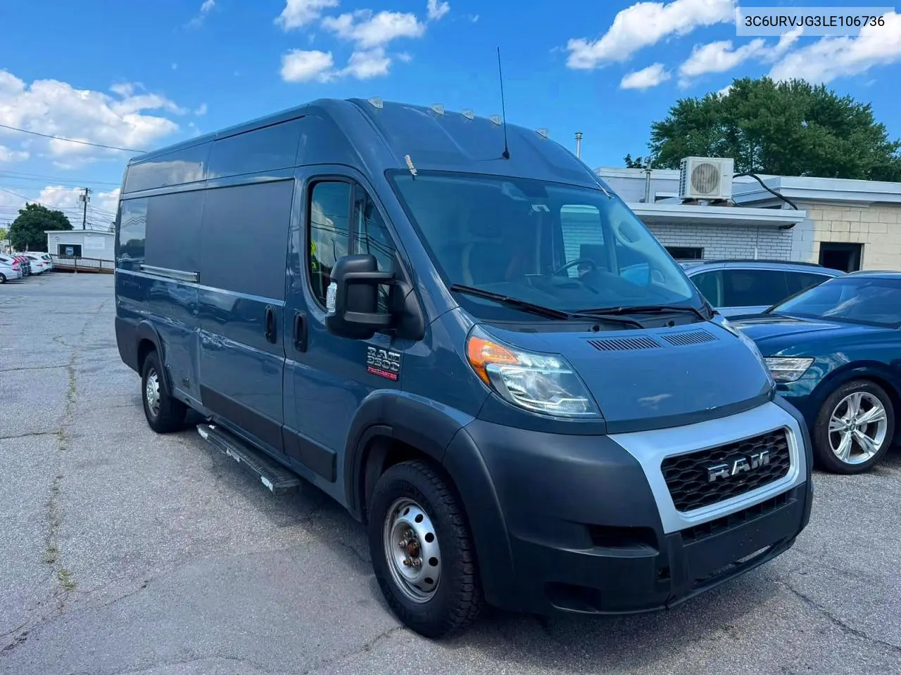 2020 Ram Promaster 3500 3500 High VIN: 3C6URVJG3LE106736 Lot: 61210456