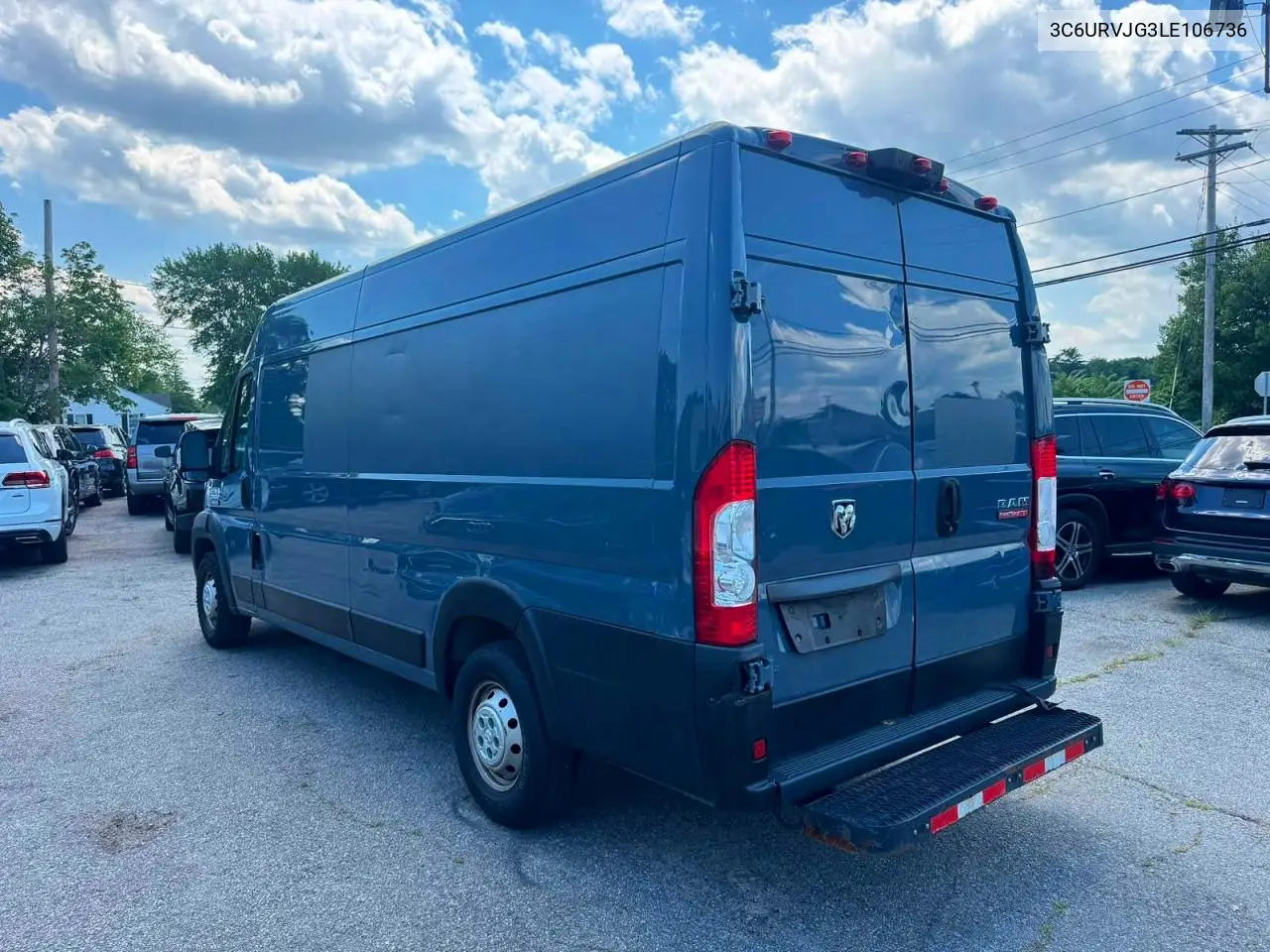 2020 Ram Promaster 3500 3500 High VIN: 3C6URVJG3LE106736 Lot: 61210456