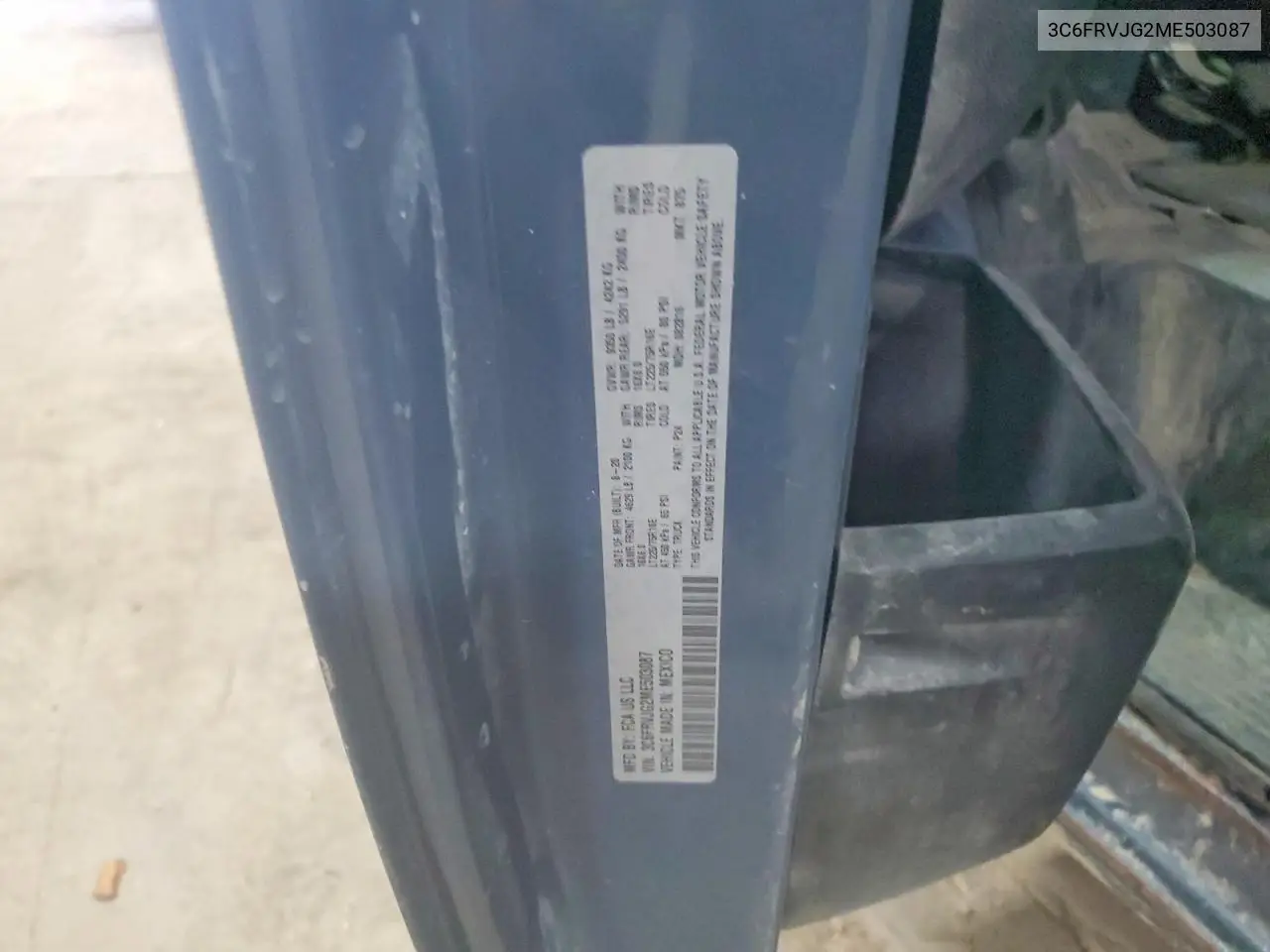 2021 Ram Promaster 3500 Delivery Van VIN: 3C6FRVJG2ME503087 Lot: 52832206