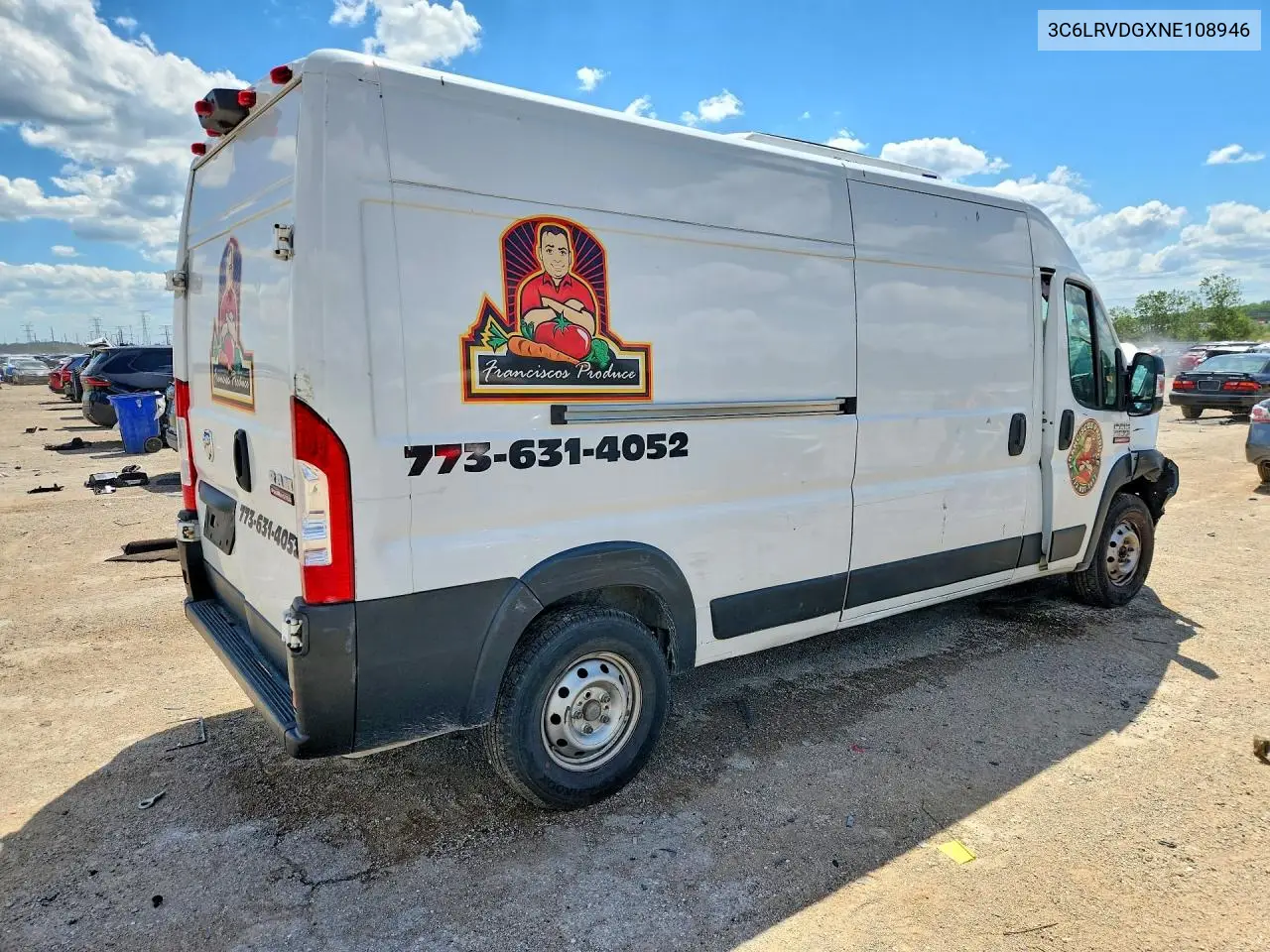 2022 Ram Promaster 2500 Refrigerated Delivery Van VIN: 3C6LRVDGXNE108946 Lot: 57328286