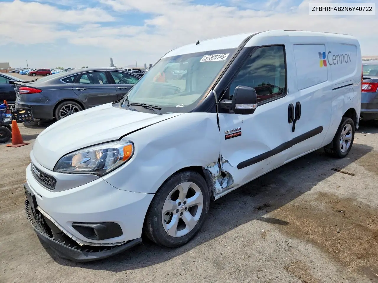 2022 Ram Promaster City Tradesman VIN: ZFBHRFAB2N6Y40722 Lot: 57360146