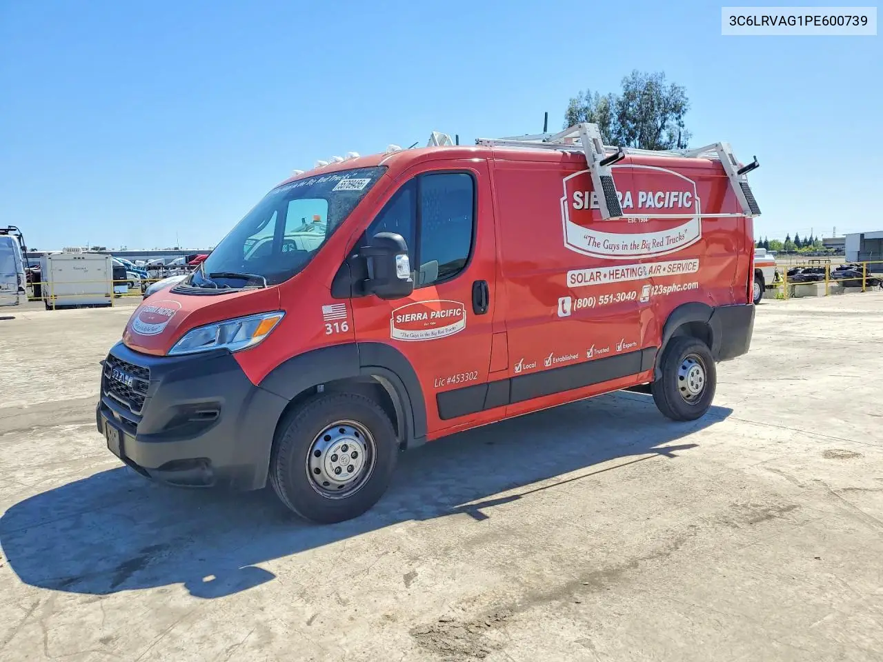 2023 Ram Promaster 1500 1500 Standard VIN: 3C6LRVAG1PE600739 Lot: 55769456