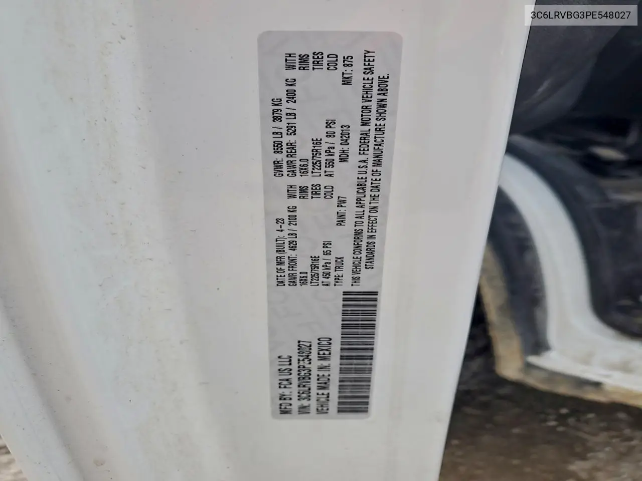 3C6LRVBG3PE548027 2023 Ram Promaster 1500 Delivery Van