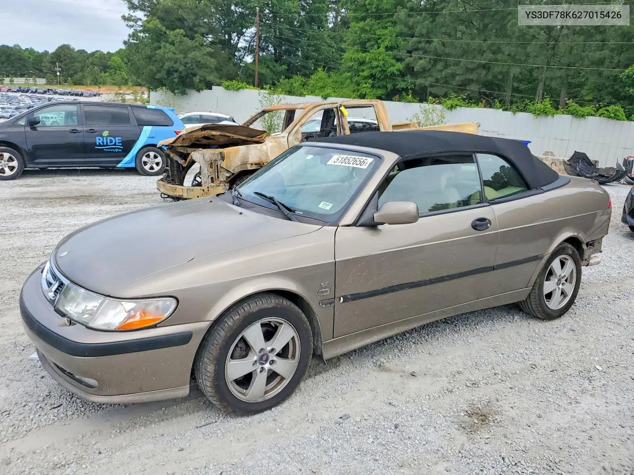 2002 Saab 9-3 Se VIN: YS3DF78K627015426 Lot: 51852656