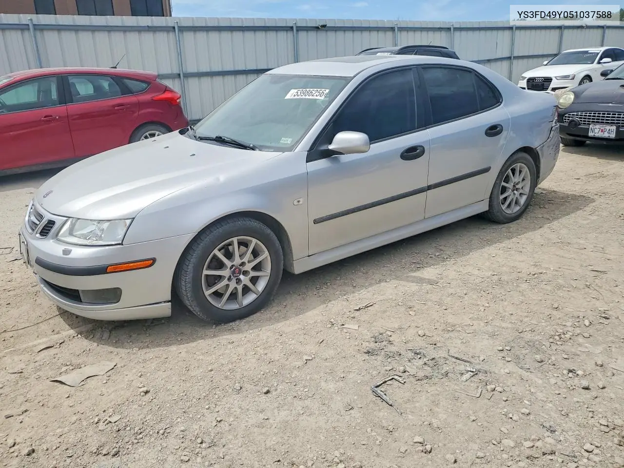 2005 Saab 9-3 Arc VIN: YS3FD49Y051037588 Lot: 53986256