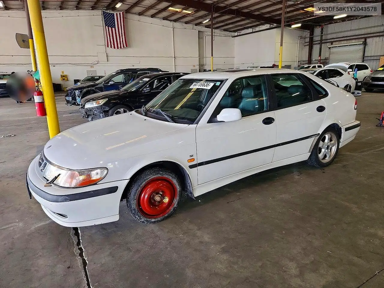 2000 Saab 9-3 Se VIN: YS3DF58K1Y2043578 Lot: 60709636