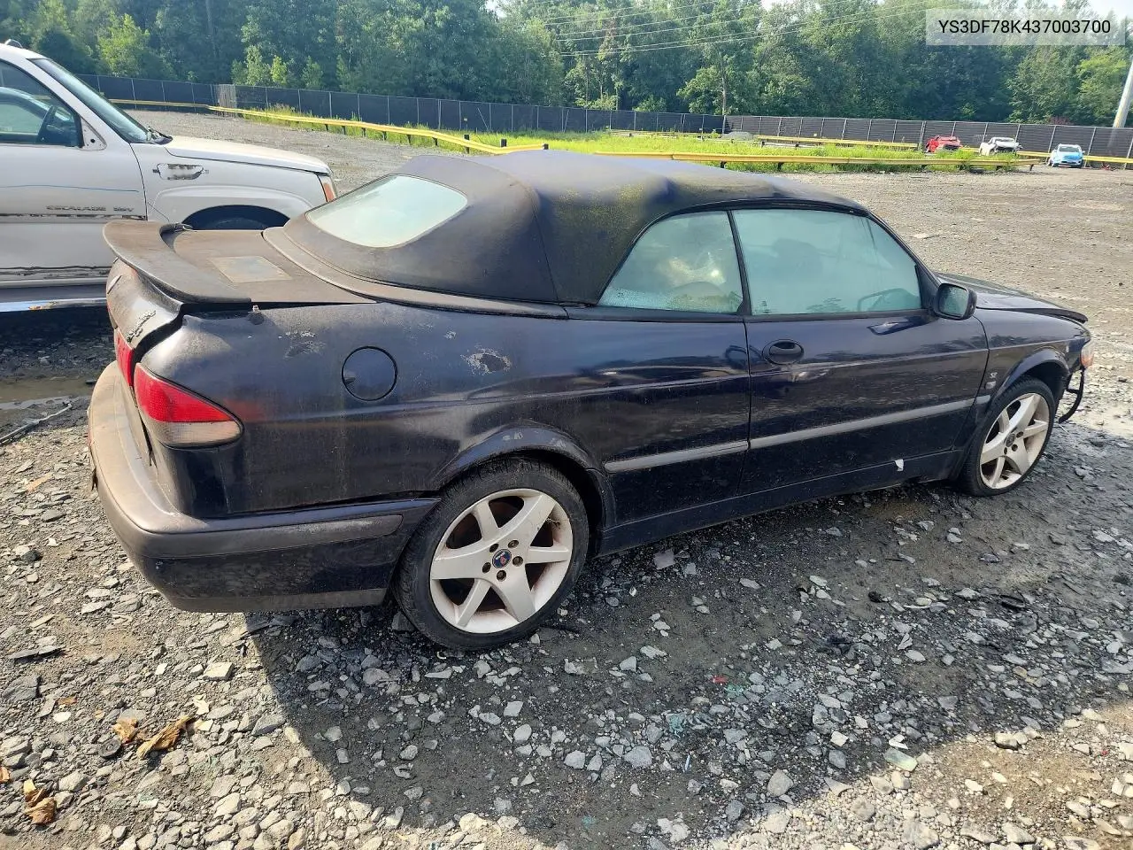 2003 Saab 9-3 Se VIN: YS3DF78K437003700 Lot: 60611836