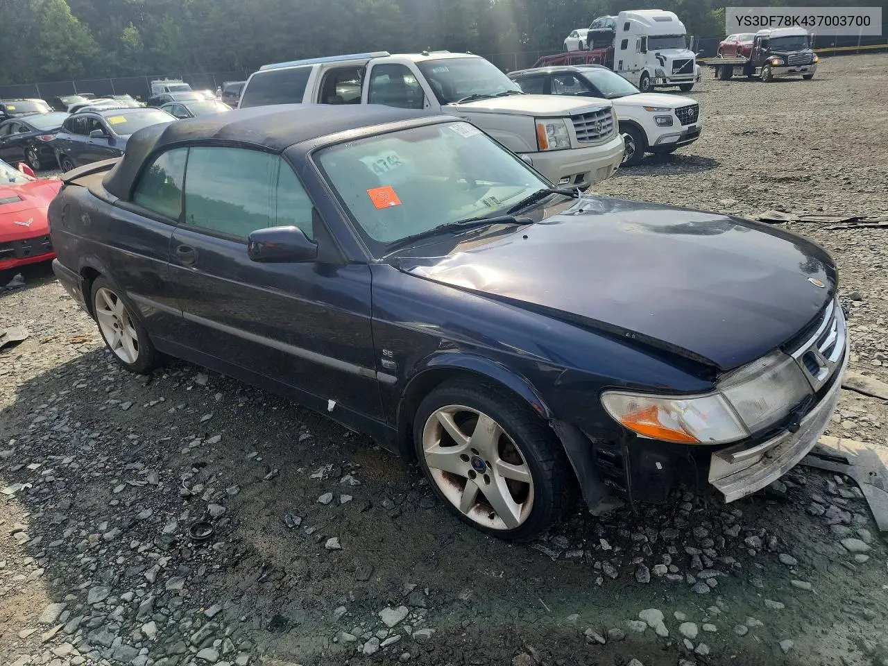 2003 Saab 9-3 Se VIN: YS3DF78K437003700 Lot: 60611836