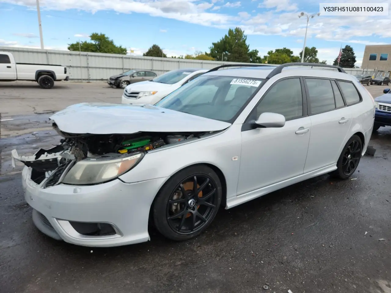 2008 Saab 9-3 Aero VIN: YS3FH51U081100423 Lot: 81556275