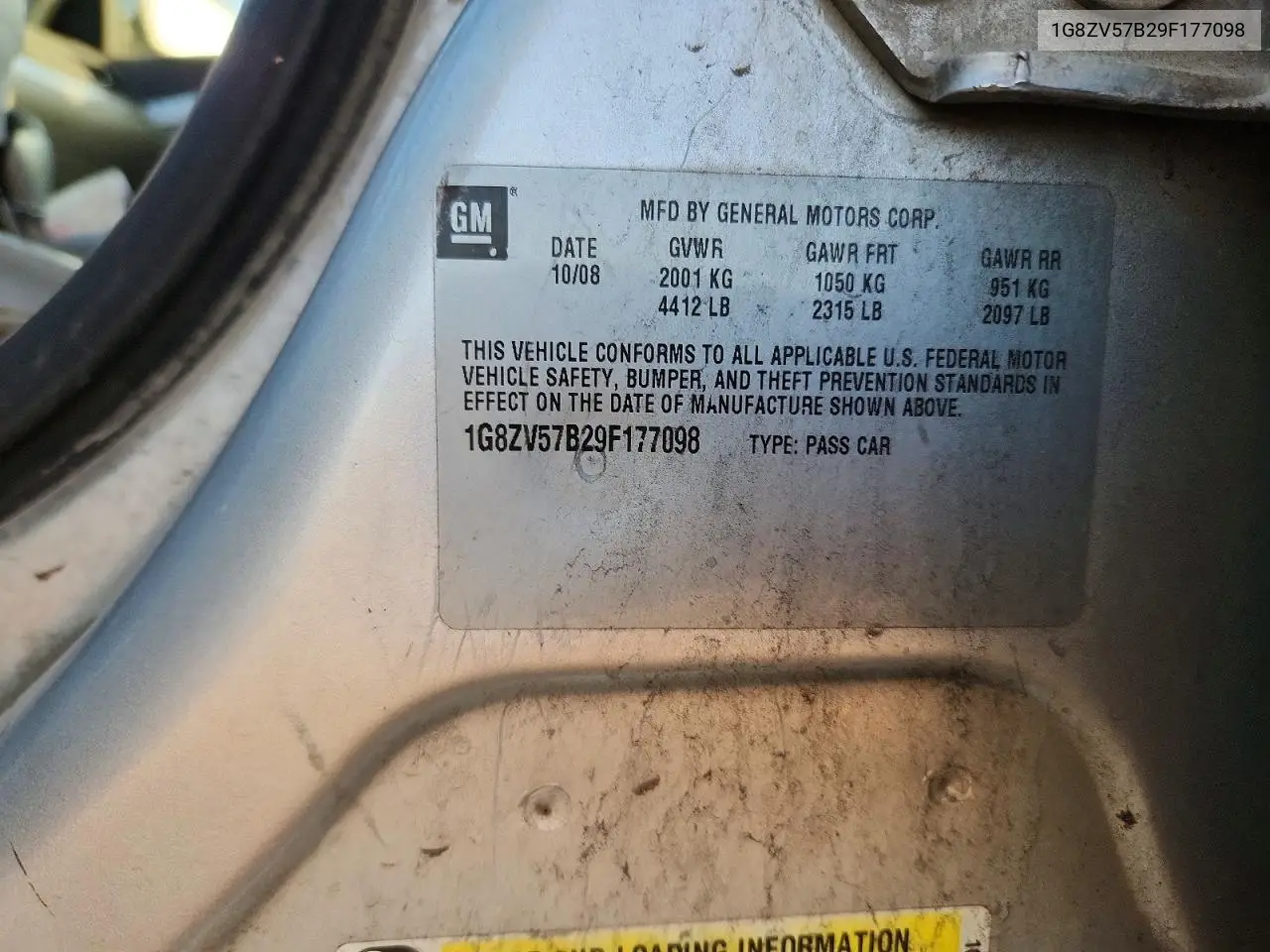 2009 Saturn Aura Xr VIN: 1G8ZV57B29F177098 Lot: 85981135
