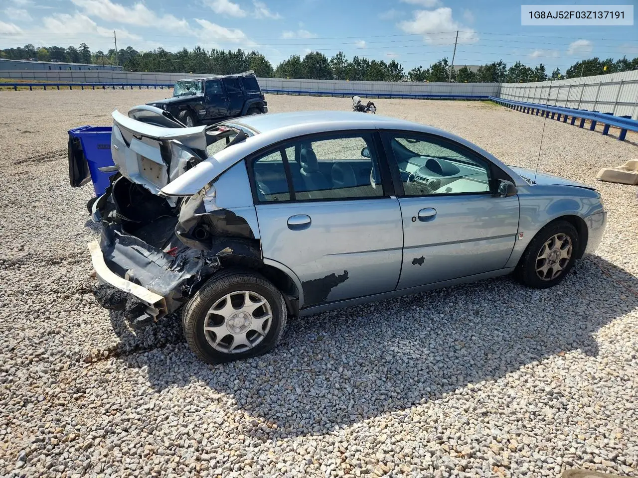 2003 Saturn Ion VIN: 1G8AJ52F03Z137191 Lot: 48306106