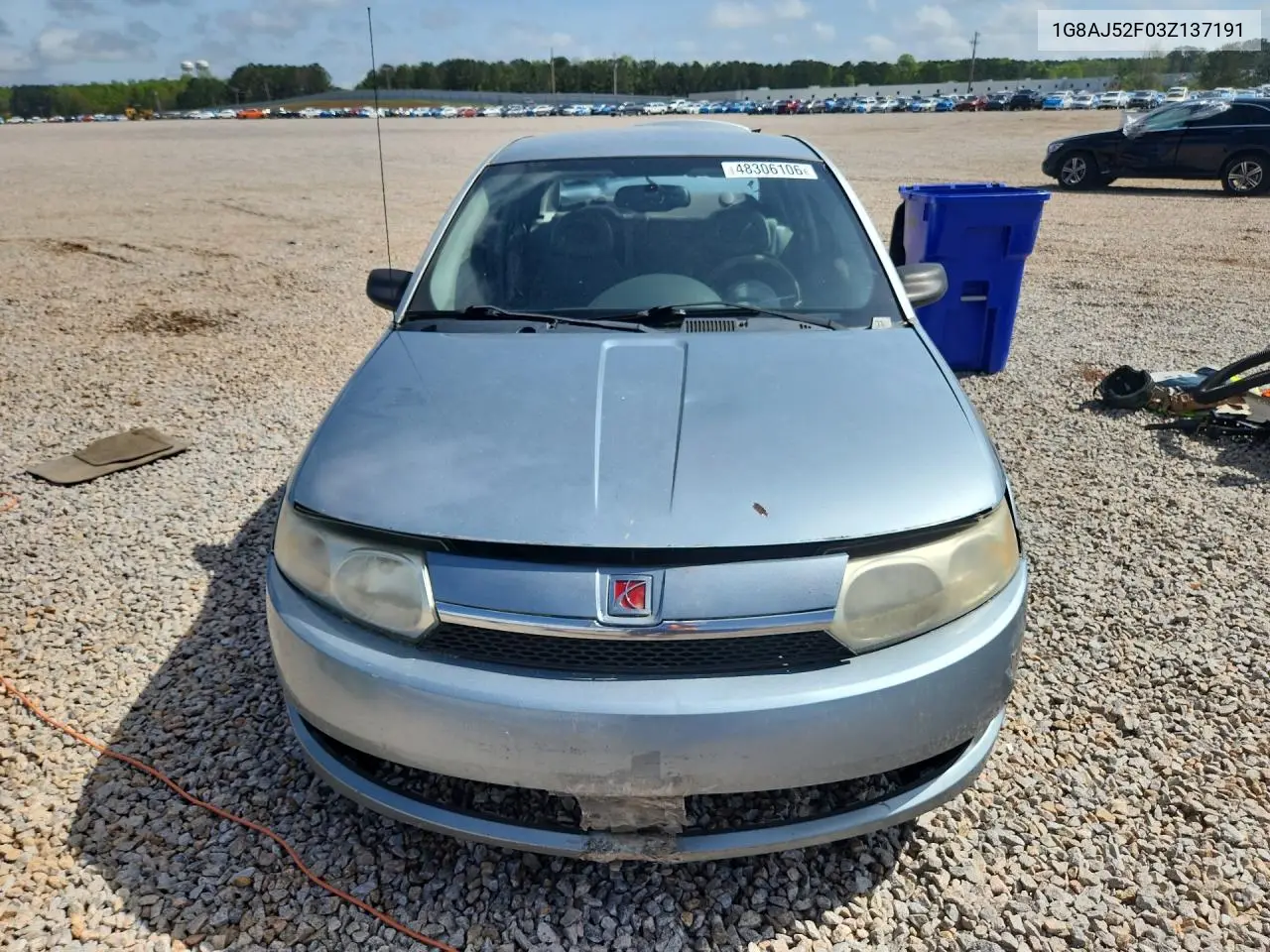 2003 Saturn Ion VIN: 1G8AJ52F03Z137191 Lot: 48306106