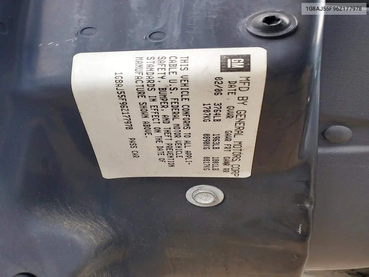 2006 Saturn Ion Level 2 VIN: 1G8AJ55F96Z177978 Lot: 61596746