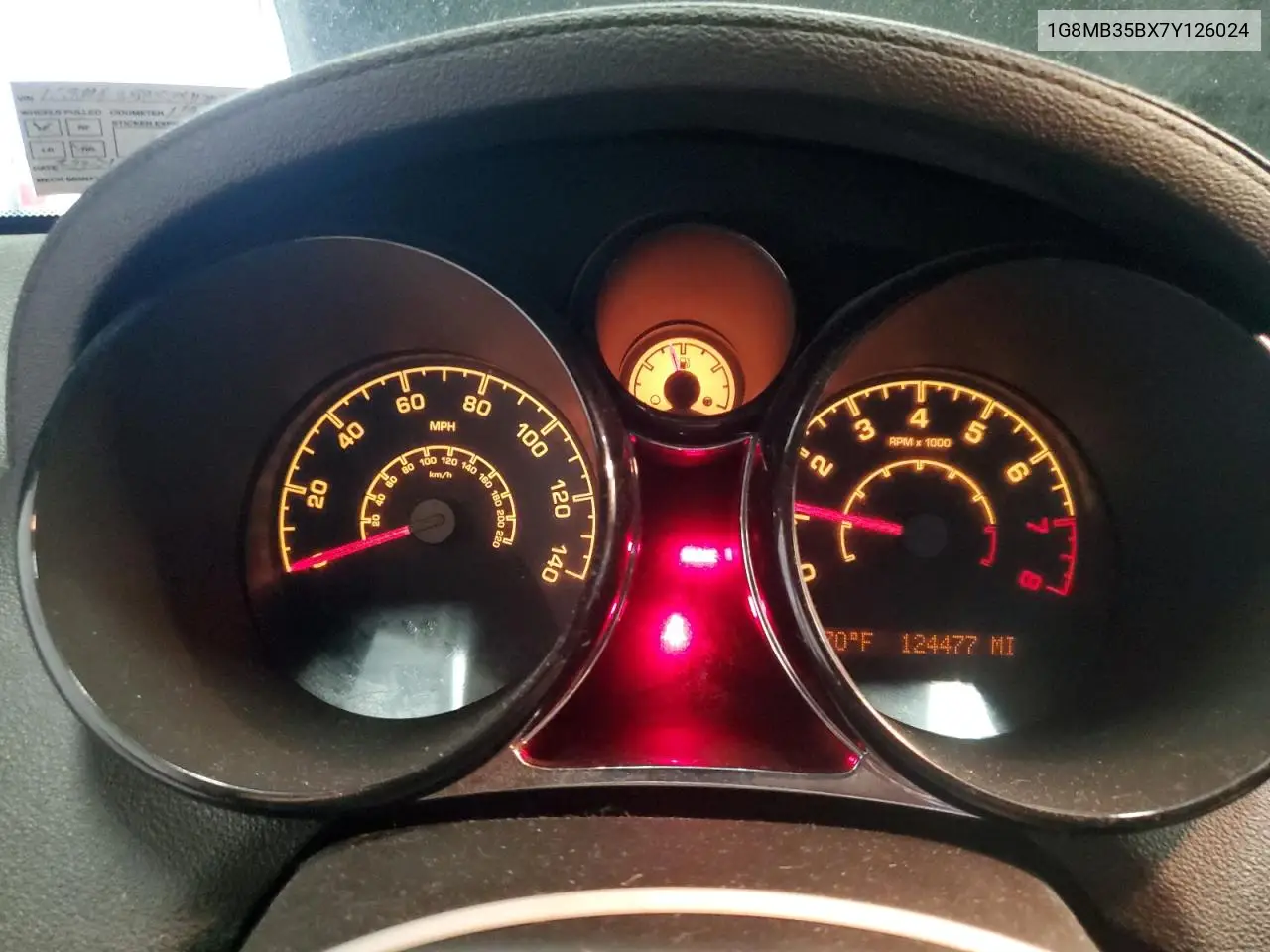 2007 Saturn Sky VIN: 1G8MB35BX7Y126024 Lot: 67764655