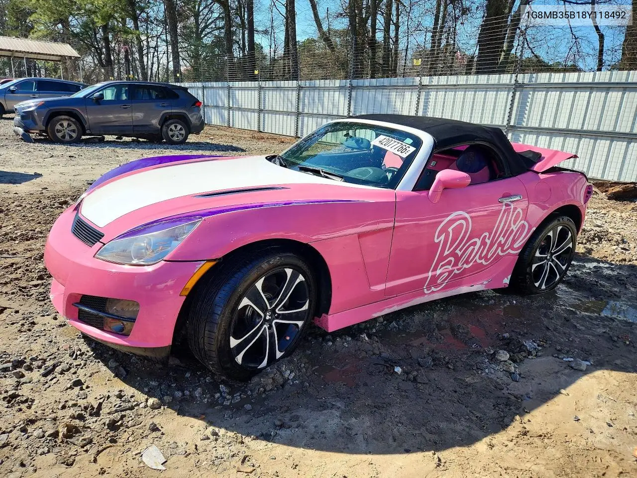 2008 Saturn Sky VIN: 1G8MB35B18Y118492 Lot: 42077766