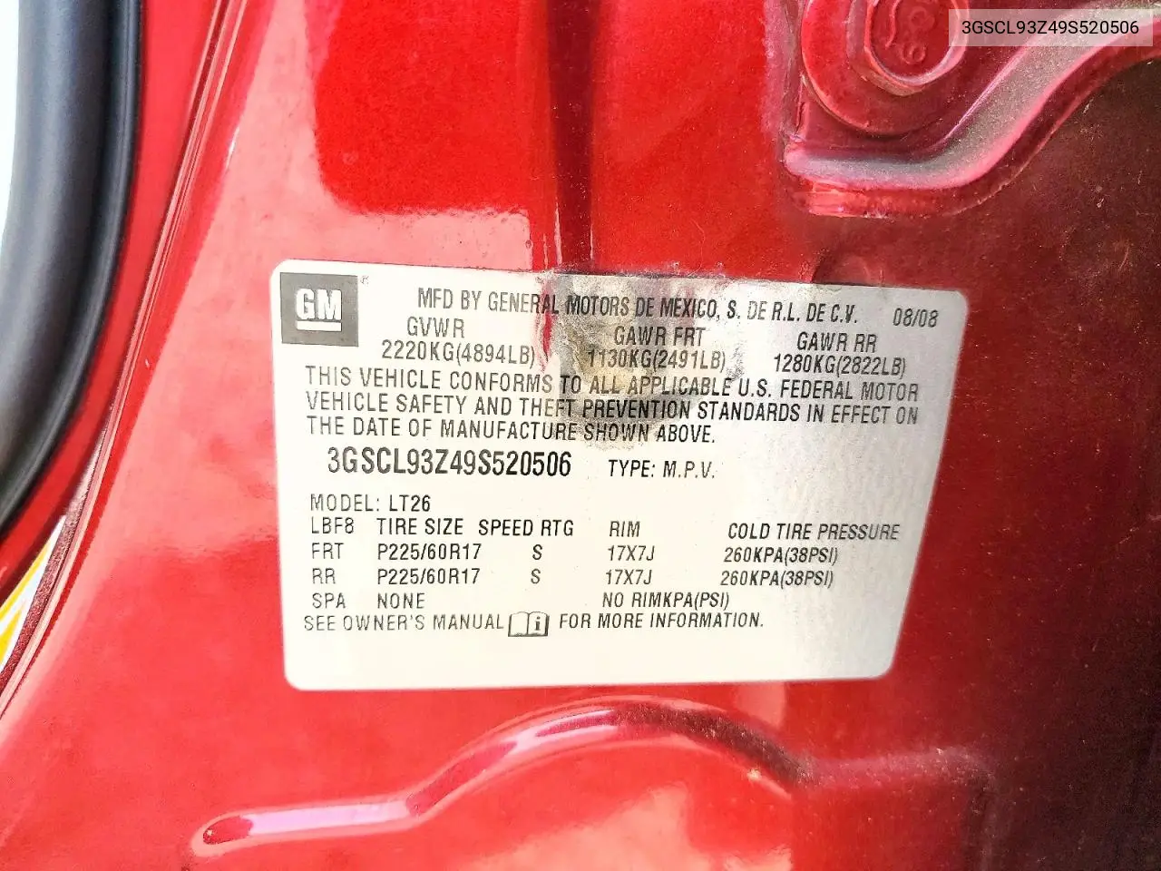 2009 Saturn Vue Hybrid VIN: 3GSCL93Z49S520506 Lot: 54279396