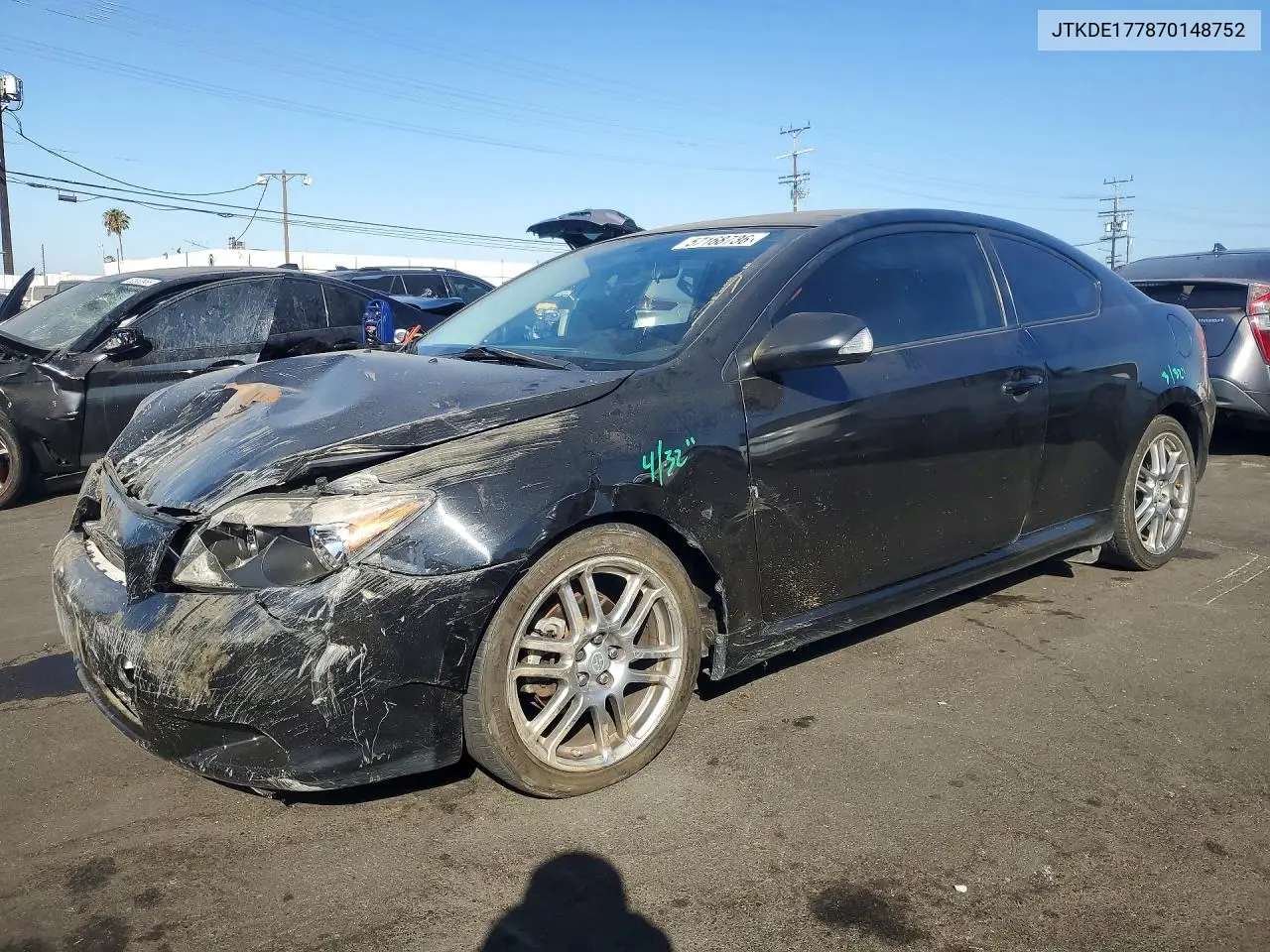 2007 Scion Tc Base VIN: JTKDE177870148752 Lot: 57168736