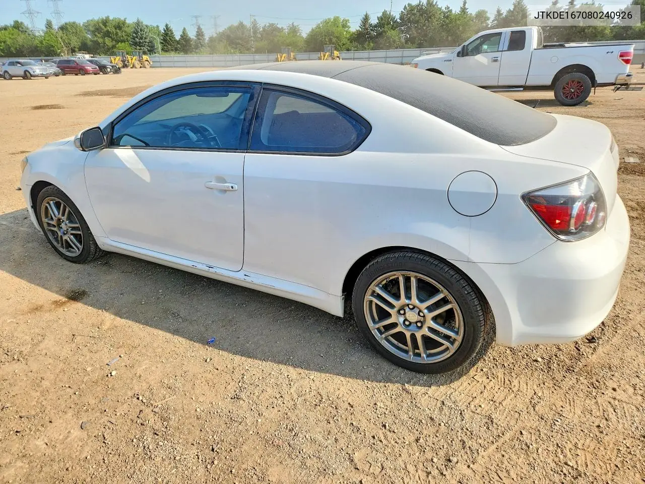 2008 Scion Tc Base VIN: JTKDE167080240926 Lot: 60703536