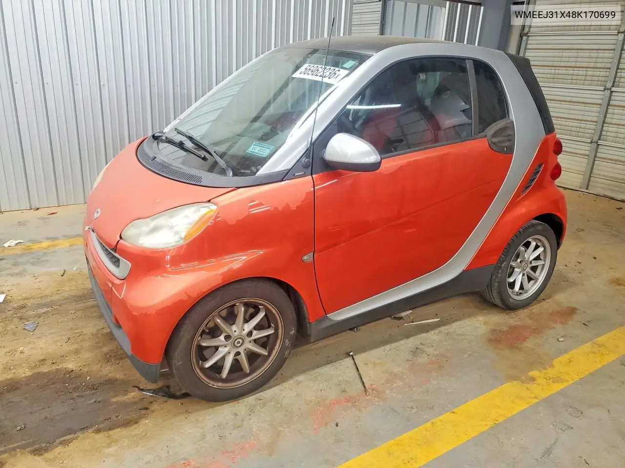 2008 Smart Fortwo Pure VIN: WMEEJ31X48K170699 Lot: 56962236