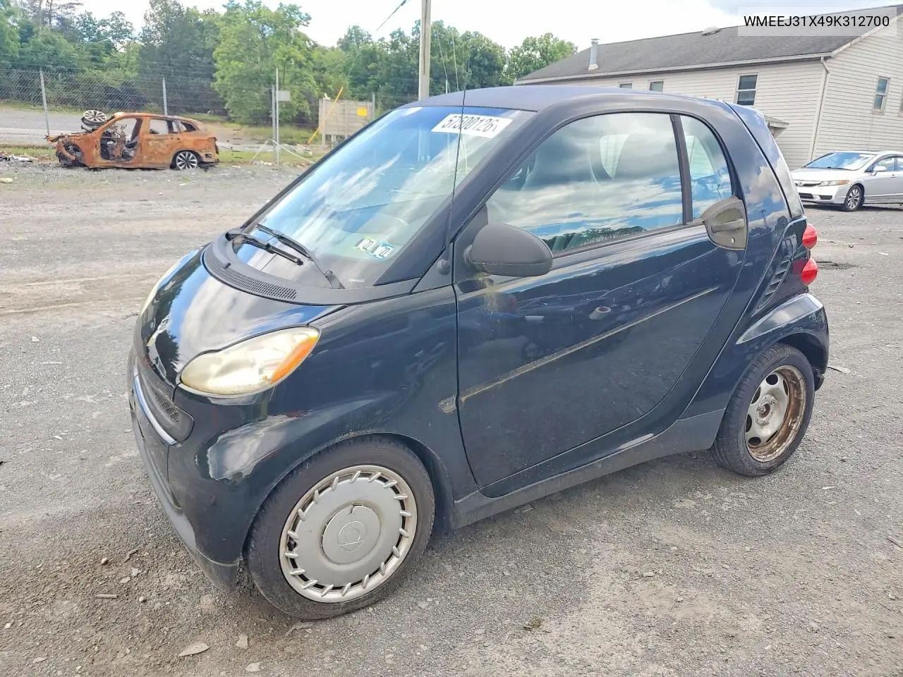 2009 Smart Fortwo Pure VIN: WMEEJ31X49K312700 Lot: 57500126