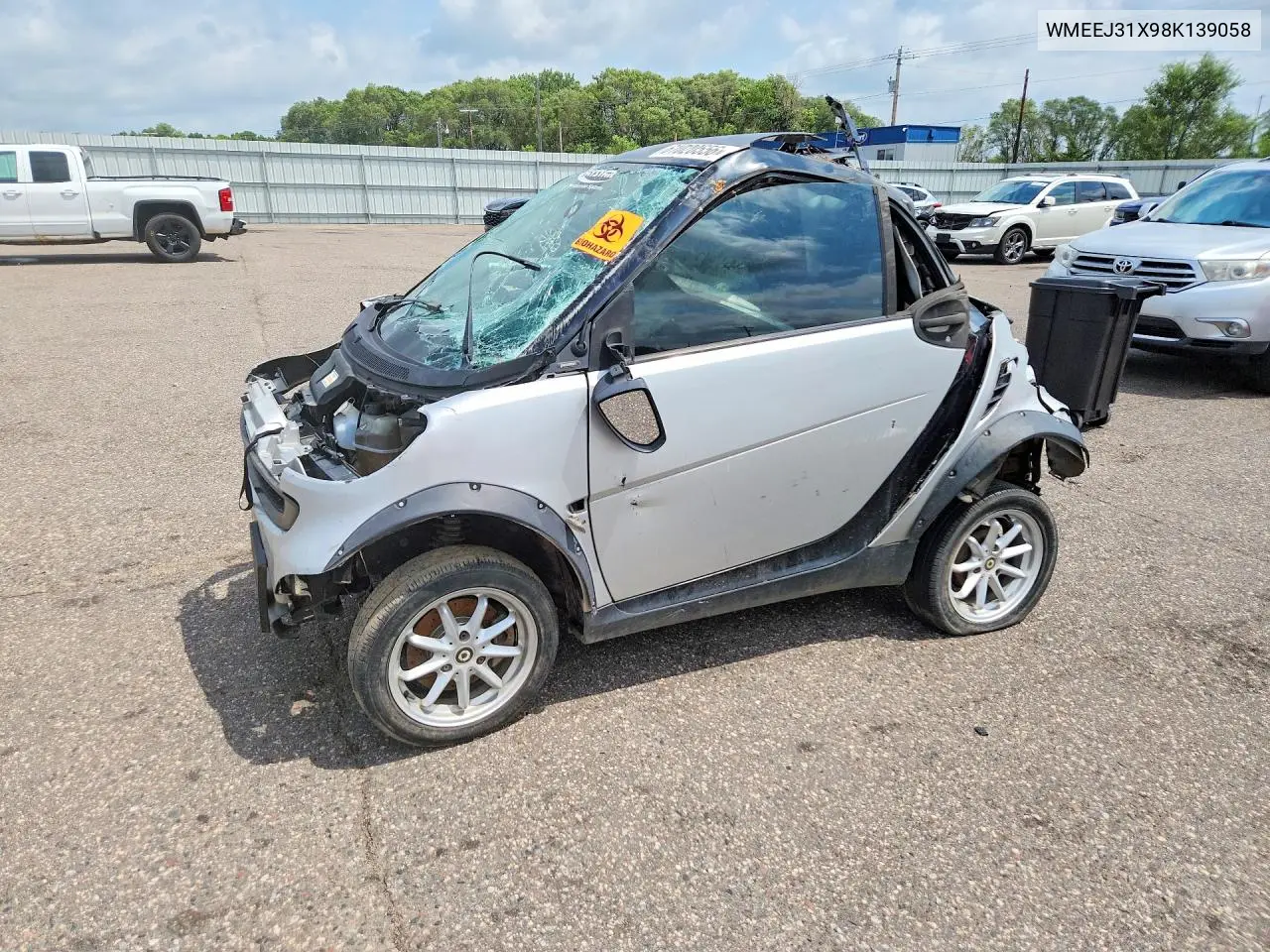 2008 Smart Fortwo Pure VIN: WMEEJ31X98K139058 Lot: 61020556