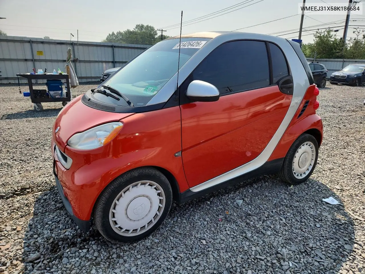 2008 Smart Fortwo Pure VIN: WMEEJ31X58K186684 Lot: 61426426