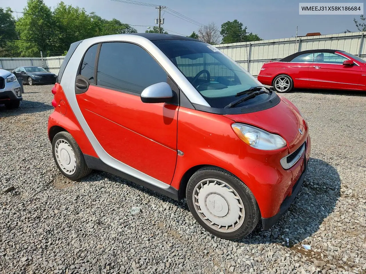 2008 Smart Fortwo Pure VIN: WMEEJ31X58K186684 Lot: 61426426