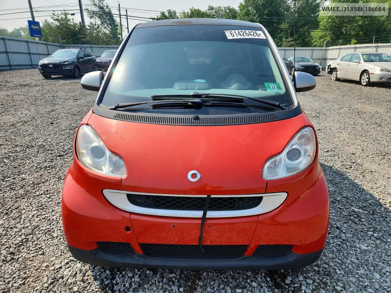 2008 Smart Fortwo Pure VIN: WMEEJ31X58K186684 Lot: 61426426
