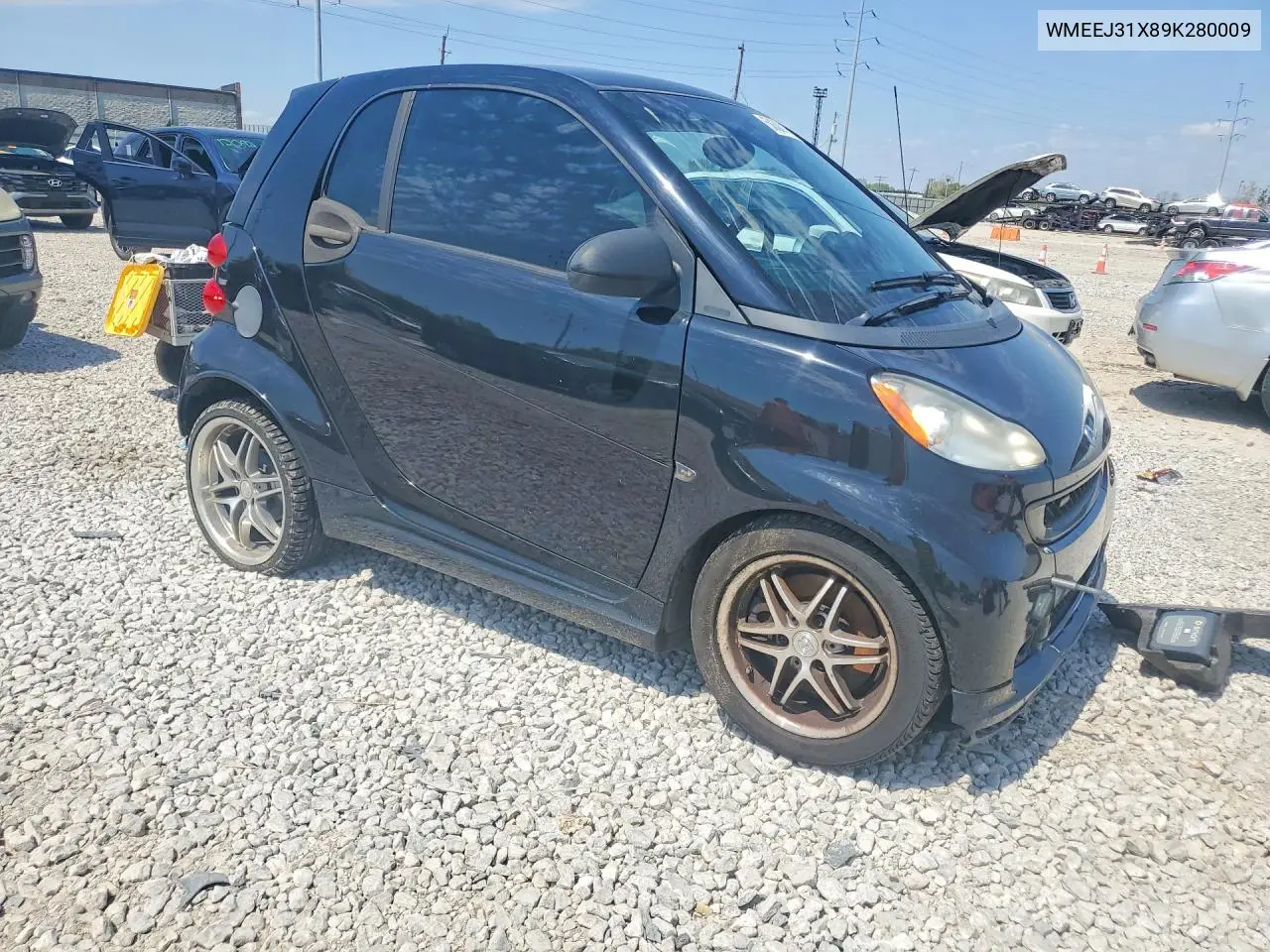 2009 Smart Fortwo Pure VIN: WMEEJ31X89K280009 Lot: 50301156