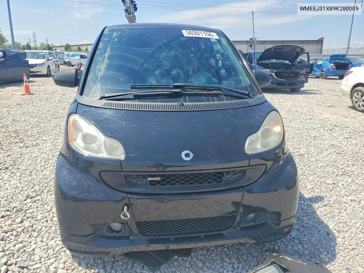 2009 Smart Fortwo Pure VIN: WMEEJ31X89K280009 Lot: 50301156