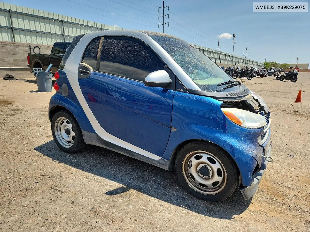 2009 Smart Fortwo Pure VIN: WMEEJ31X89K229075 Lot: 60228416