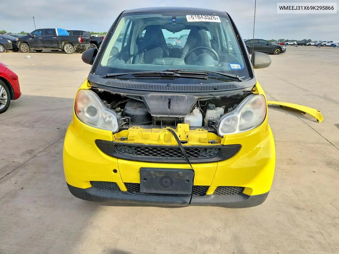 2009 Smart Fortwo Pure VIN: WMEEJ31X69K295866 Lot: 61843526