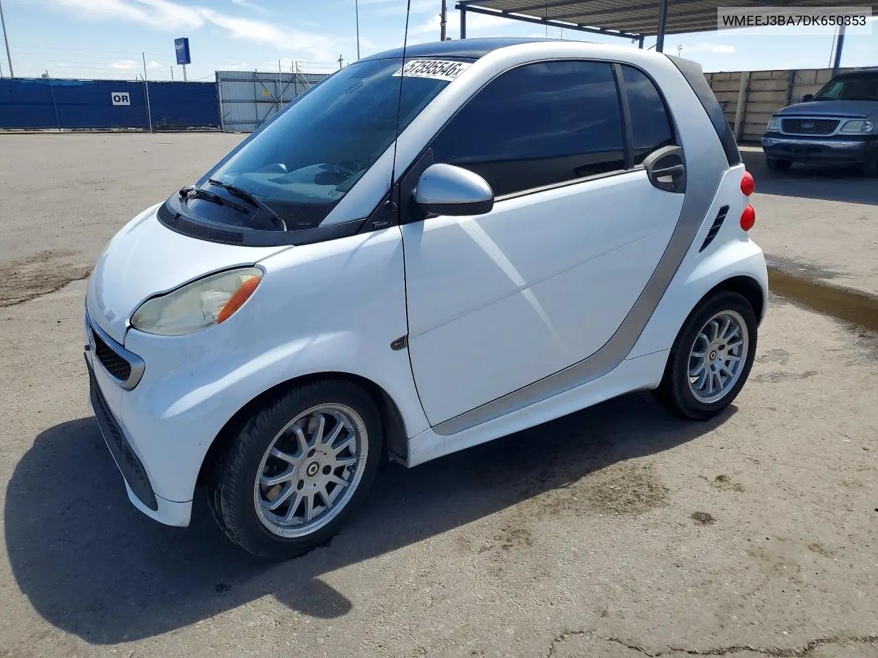 2013 Smart Fortwo Pure VIN: WMEEJ3BA7DK650353 Lot: 57595546