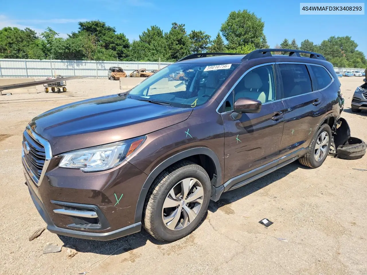 2019 Subaru Ascent Premium VIN: 4S4WMAFD3K3408293 Lot: 59010756